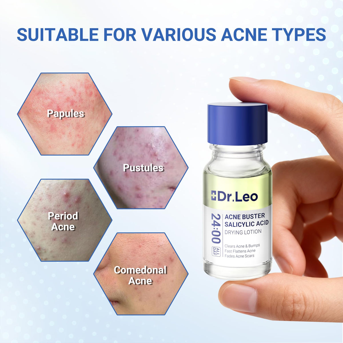 Dr.Leo texture close-up showing thin lotion consistency benefit: quick absorption