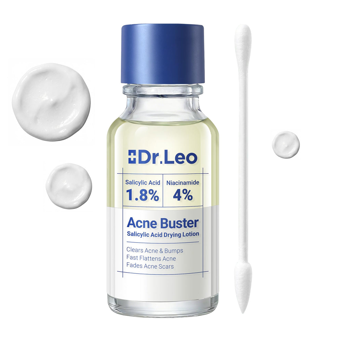 Dr.Leo front packaging showing compact treatment bottle and benefits