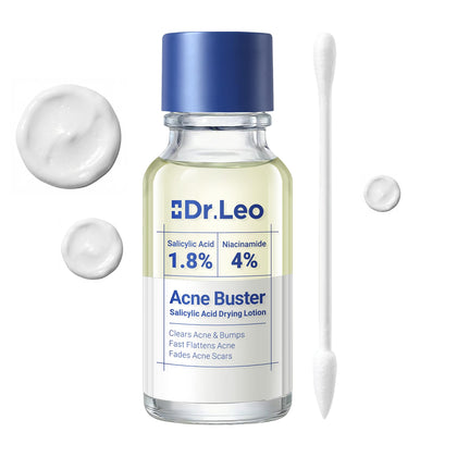 Dr.Leo front packaging showing compact treatment bottle and benefits