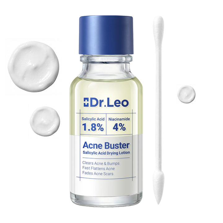 Dr.Leo front packaging showing compact treatment bottle and benefits