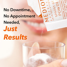 DR.MEDION before and after split-face image showing firmer, brighter complexion