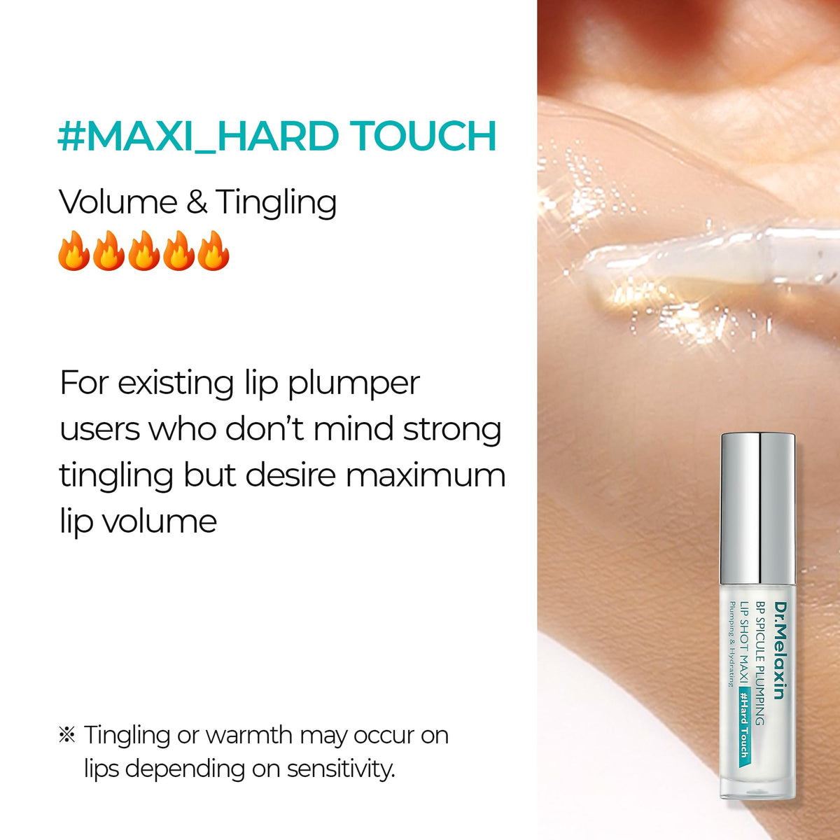 Dr.Melaxin after-treatment lips showing smoother plumper appearance