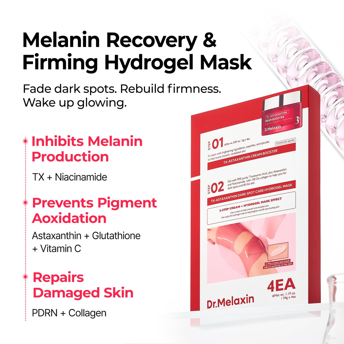 Dr.Melaxin ampoule with dropper delivering targeted actives