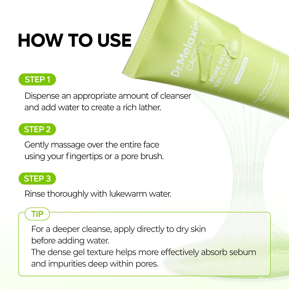 Dr.Melaxin before and after cleanse comparison showing clearer-looking pores benefit