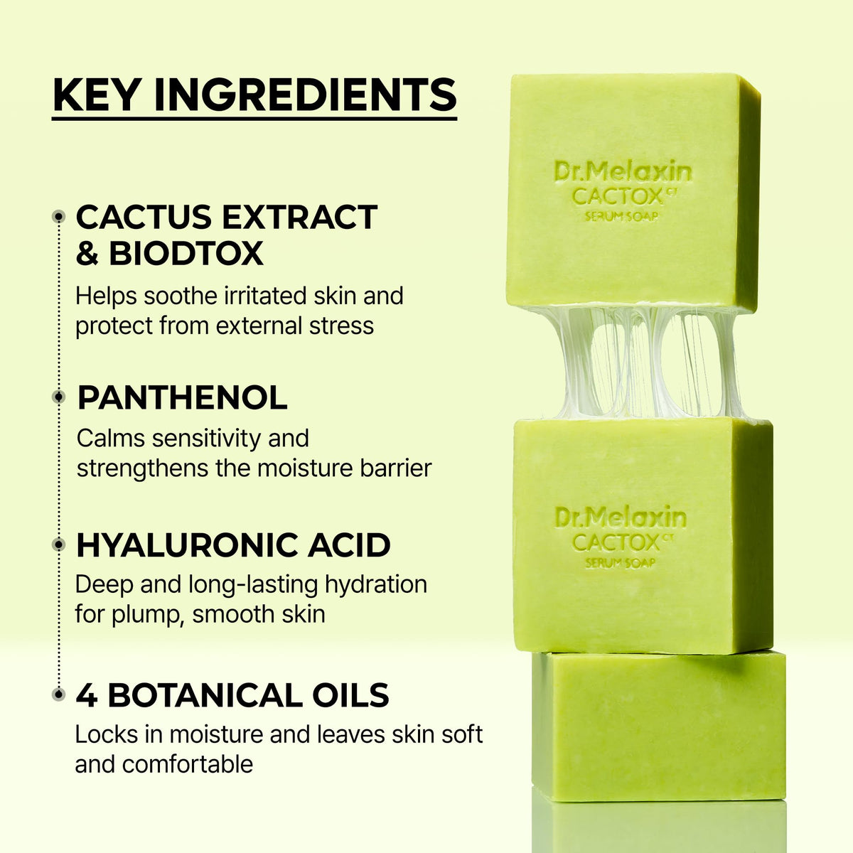 Dr.Melaxin soap in hand to show size and easy daily use convenience