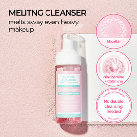 Dr.Melaxin foam texture close-up demonstrating gentle lift and soft cleanse