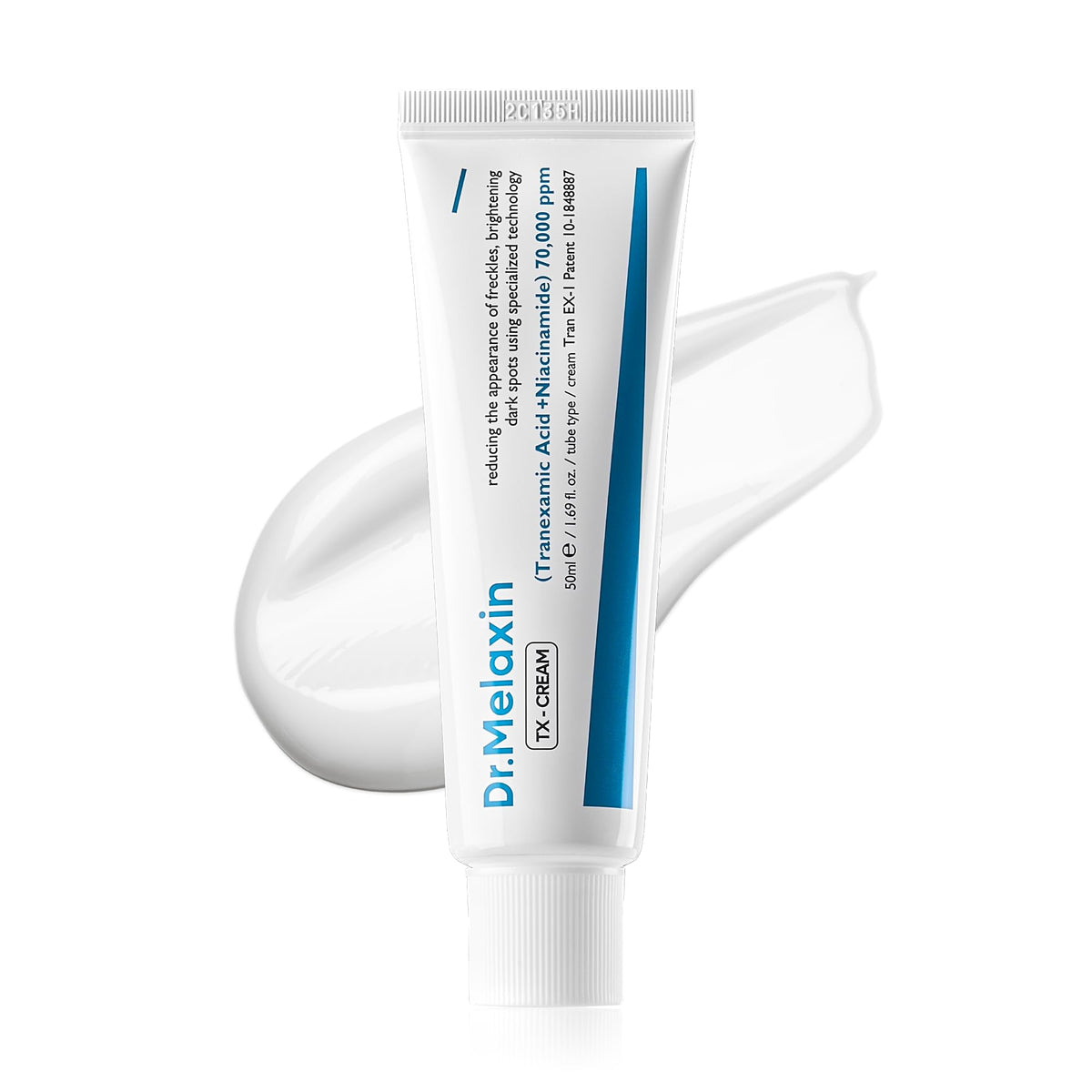 DR.Melaxin front jar product shot showing compact packaging and clear branding benefit: visible anti-pigmentation care