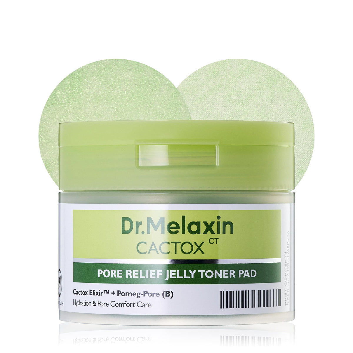 Dr.Melaxin front packaging of Cactox pads showing 60-pad tub and cooling benefit