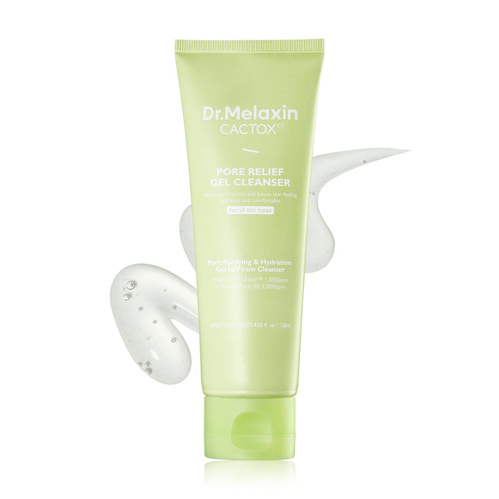 Dr.Melaxin front packaging showing cleanser, clear branding and product benefit