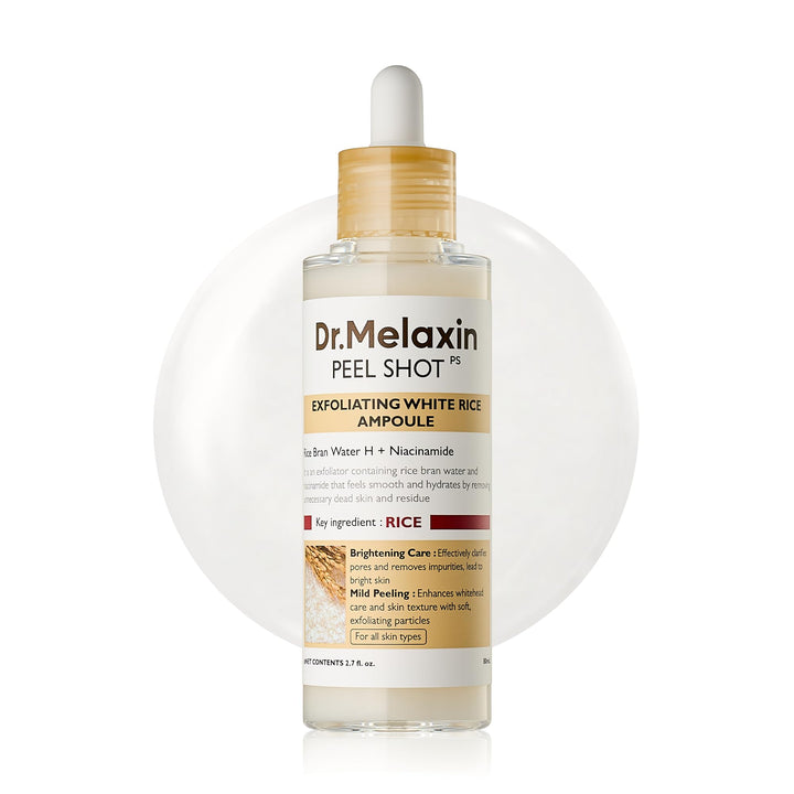 Dr.Melaxin front packaging showing ampoule bottle and brightening benefit