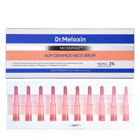 Dr.Melaxin front packaging showing 10 ampoules for targeted neck firming