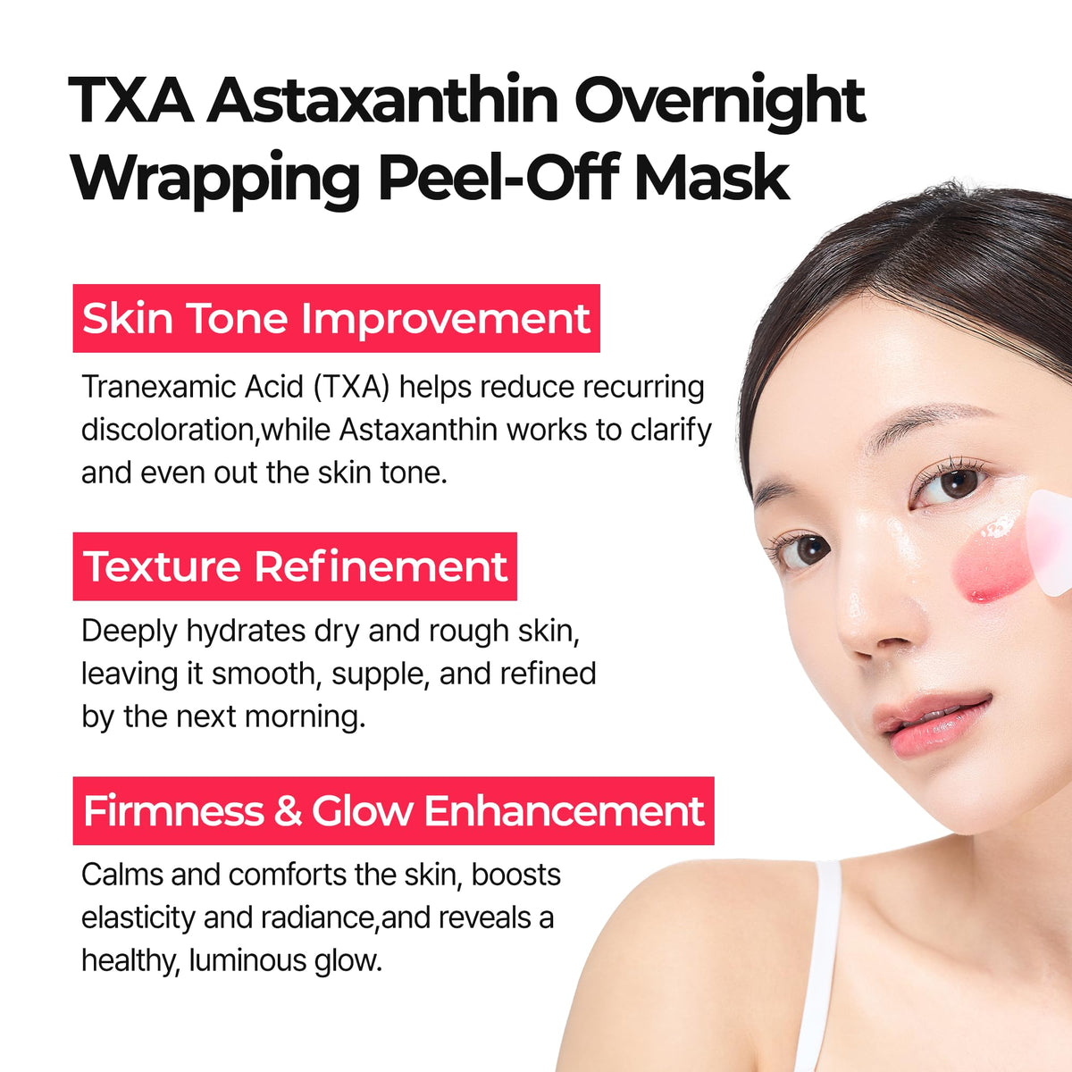 Dr.Melaxin mask applied on face demonstrating comfortable wrap effect for overnight wear