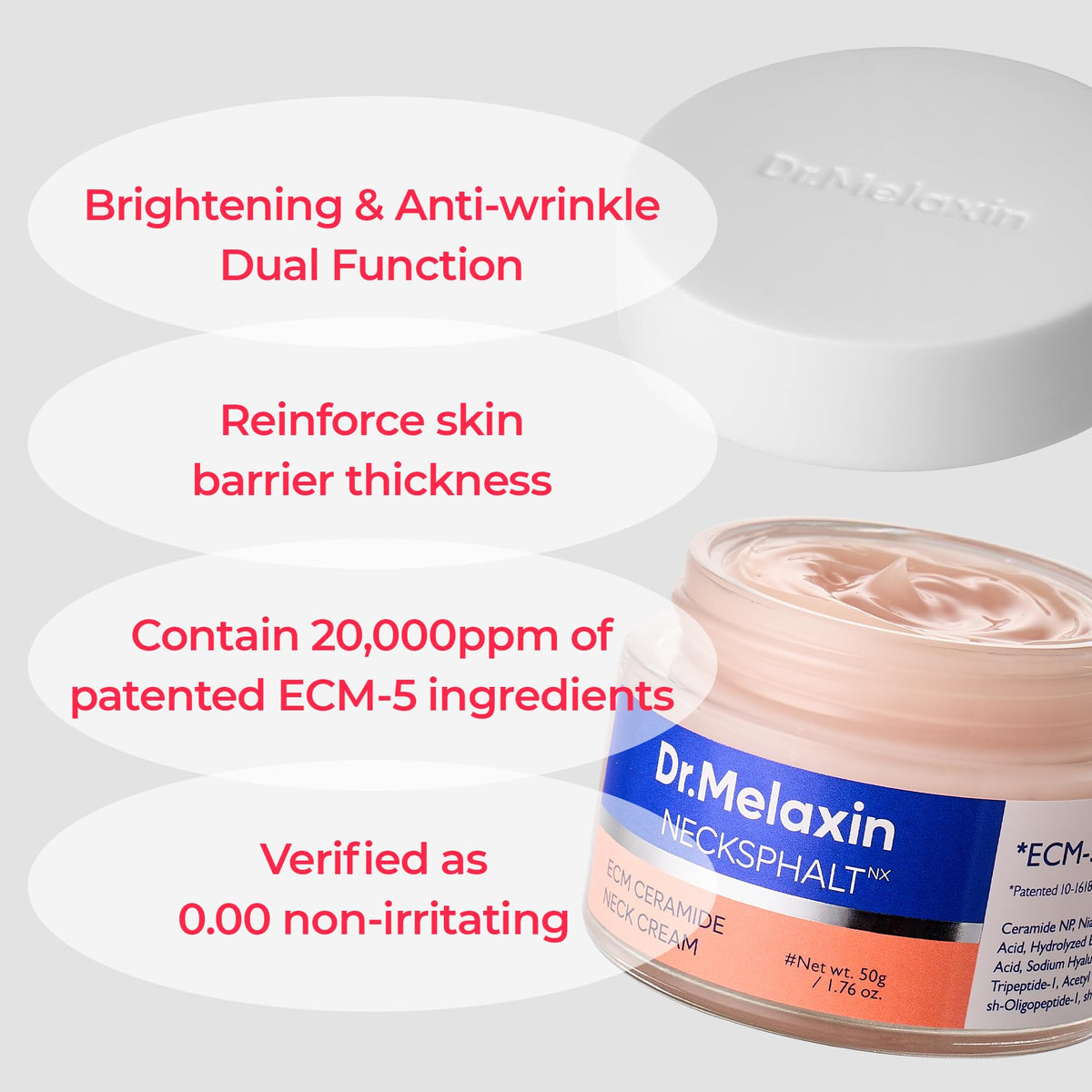 Dr.Melaxin applied to neck showing upward motion and improved firmness