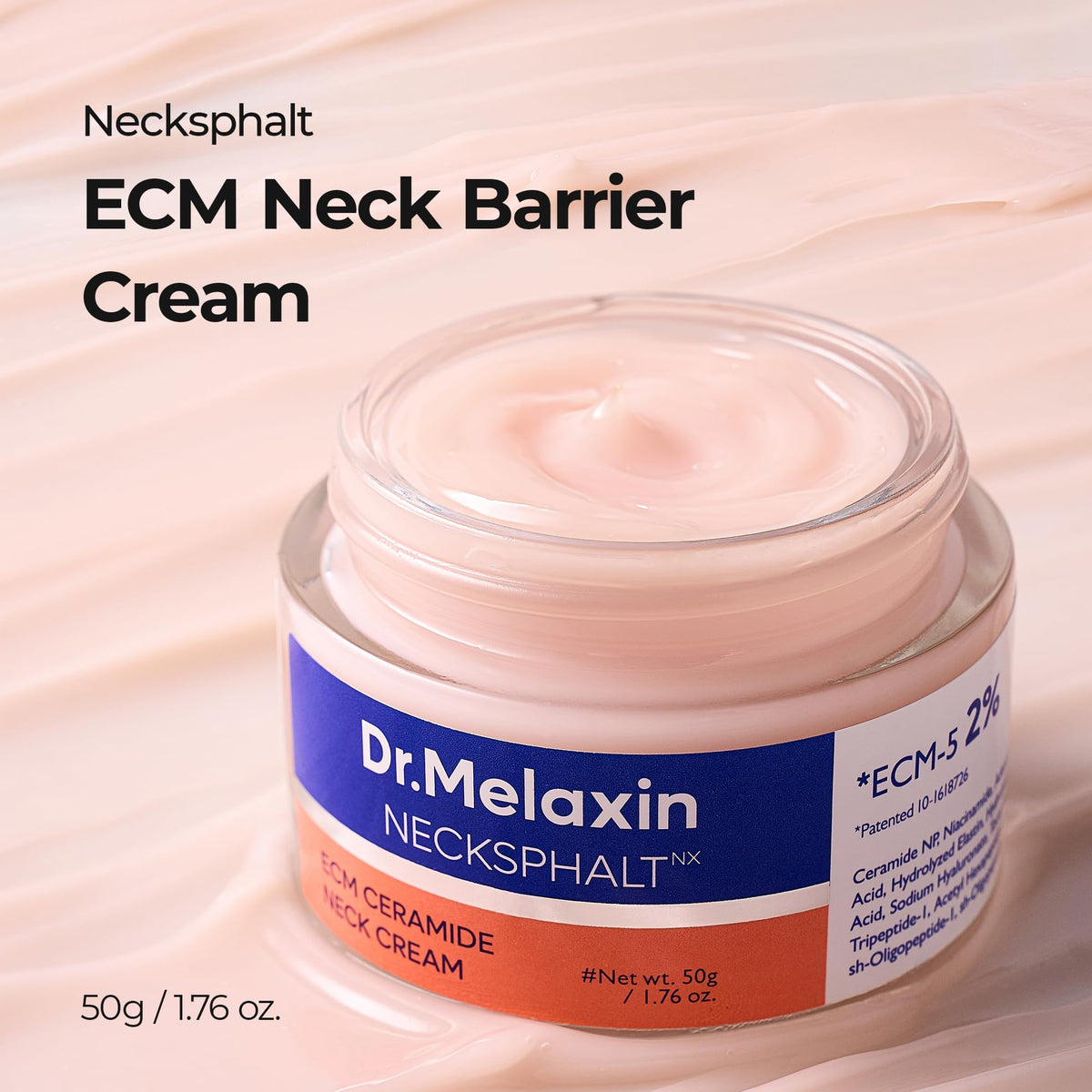 Dr.Melaxin cream texture close-up highlighting smooth, fast-absorbing finish