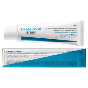 DR.Melaxin packaging box and jar arranged to display branding and ingredient claims benefit for clean formulation