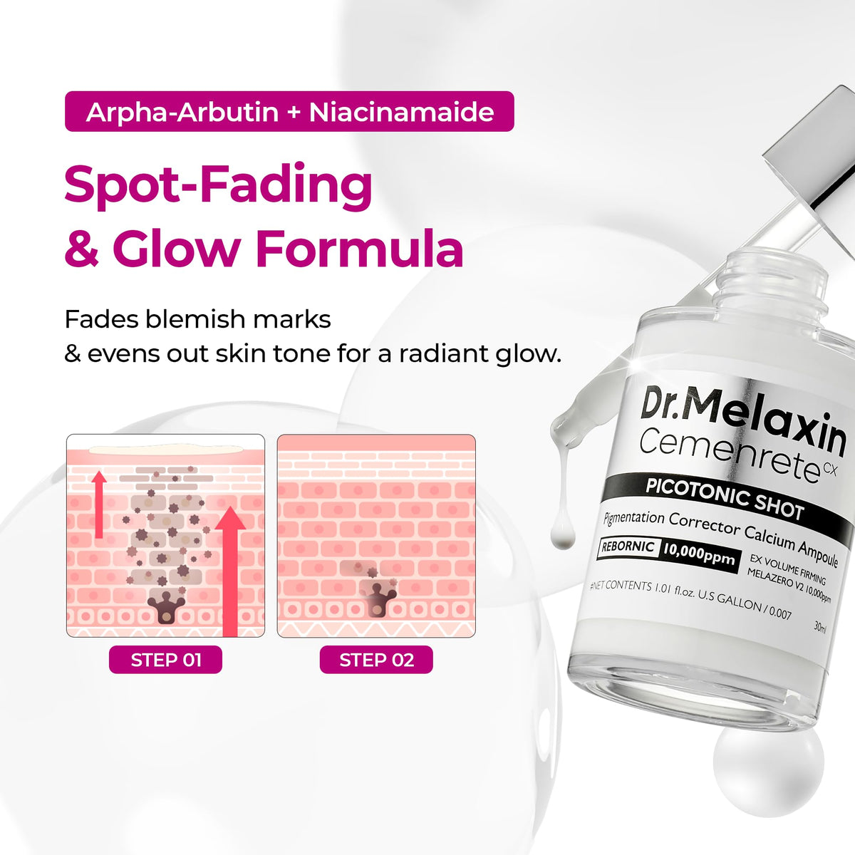Dr.Melaxin applied on hand by model illustrating easy spreadability and layering benefit