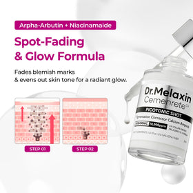 Dr.Melaxin applied on hand by model illustrating easy spreadability and layering benefit