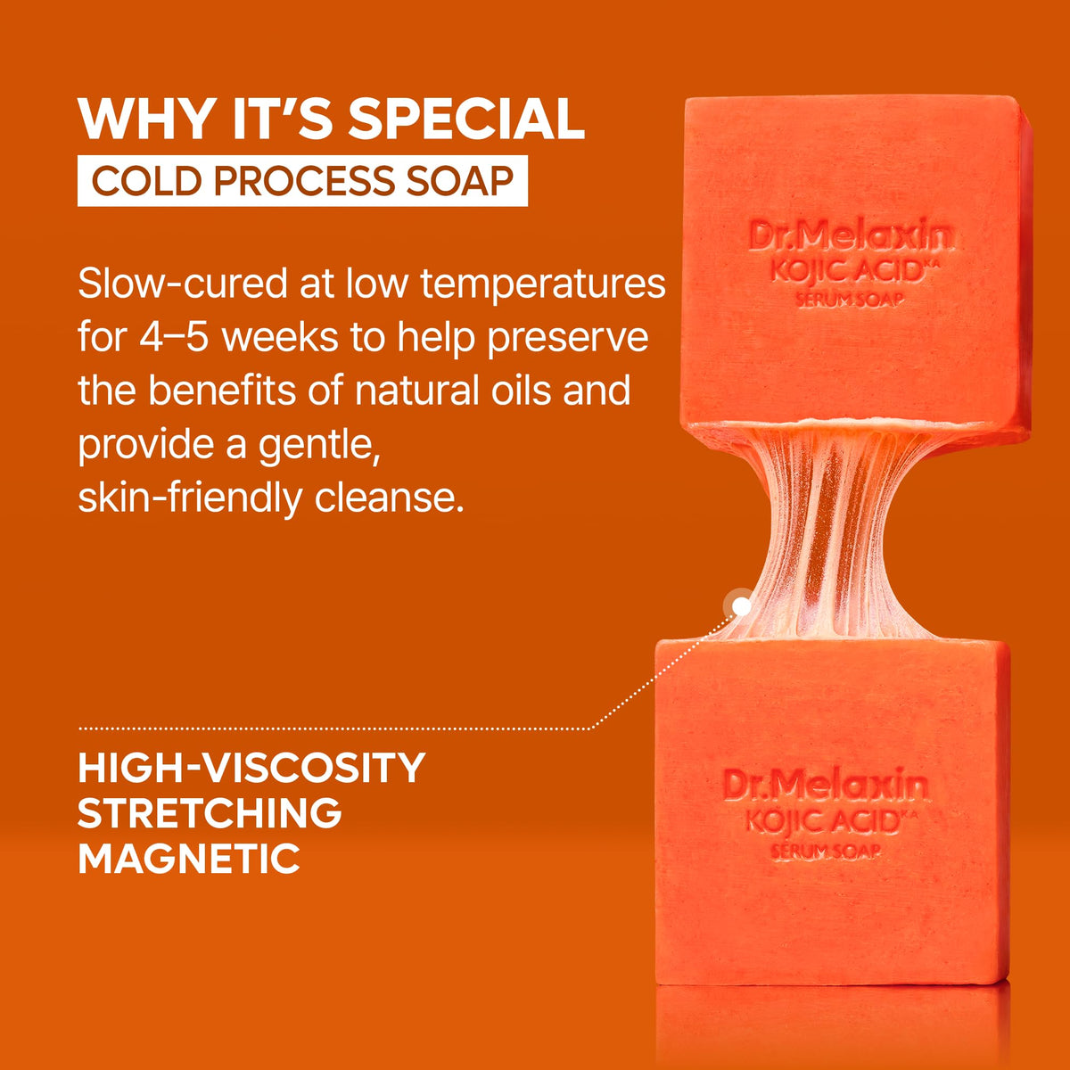 Dr.Melaxin soap beside hand to show actual bar size and scale
