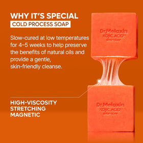 Dr.Melaxin soap beside hand to show actual bar size and scale