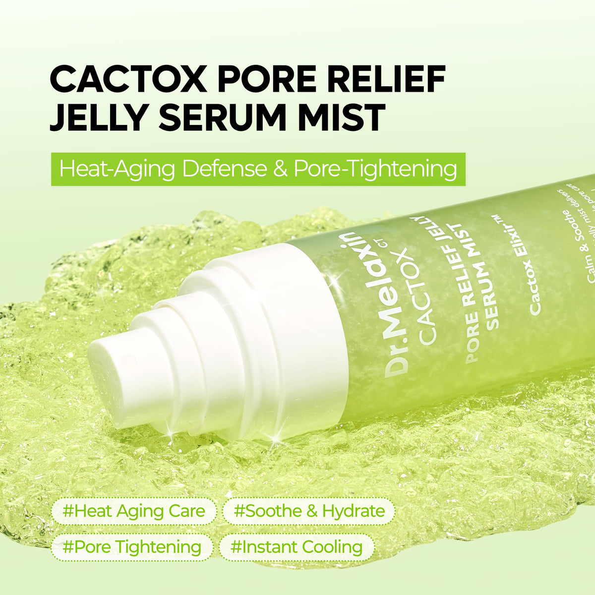 Dr.Melaxin mist spray action releasing fine cooling mist for instant refresh and even coverage