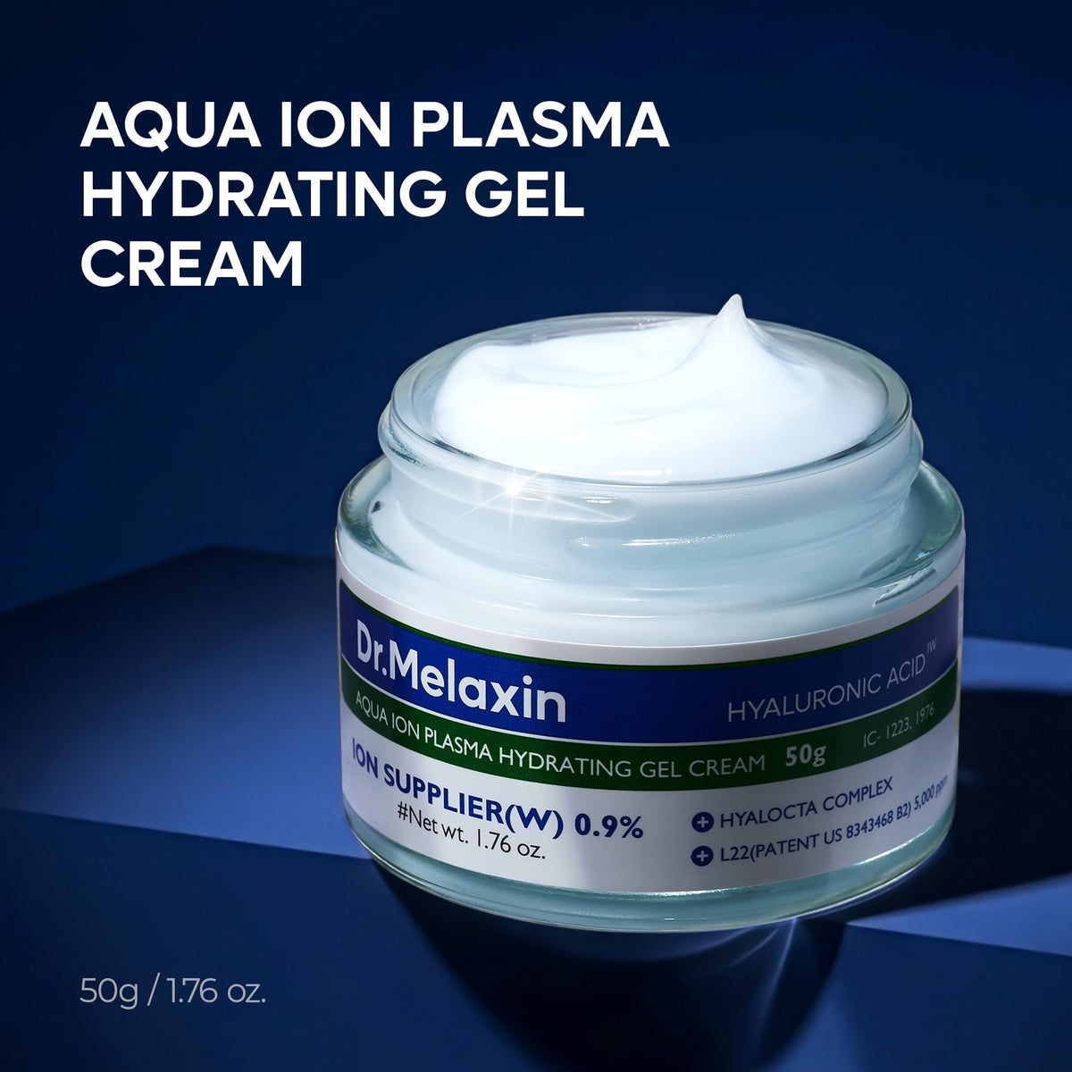 Dr.Melaxin gel-cream texture close-up illustrating lightweight hydration