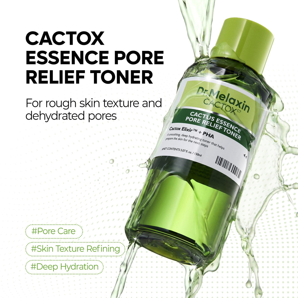 Dr.Melaxin close-up texture of clear toner highlighting lightweight hydration