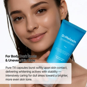 Dr.Melaxin silky cream texture swatch demonstrating quick absorption and non-greasy finish