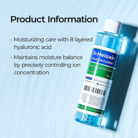 Dr.Melaxin toner pouring into palm, illustrating controlled dispense and quick application benefit