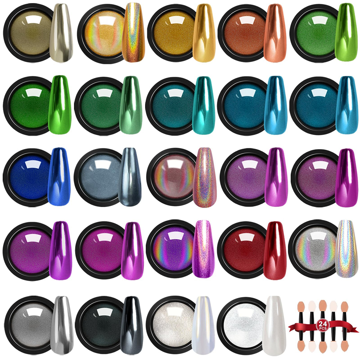 DRMODE front packaging showing full 24-color chrome powder kit benefits