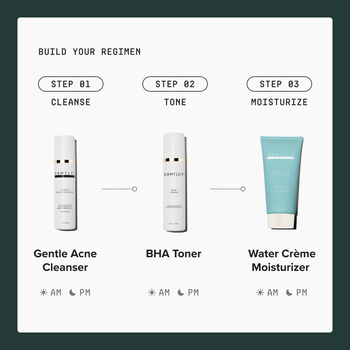 DRMTLGY bottle in hand showing size scale and travel-friendly benefit