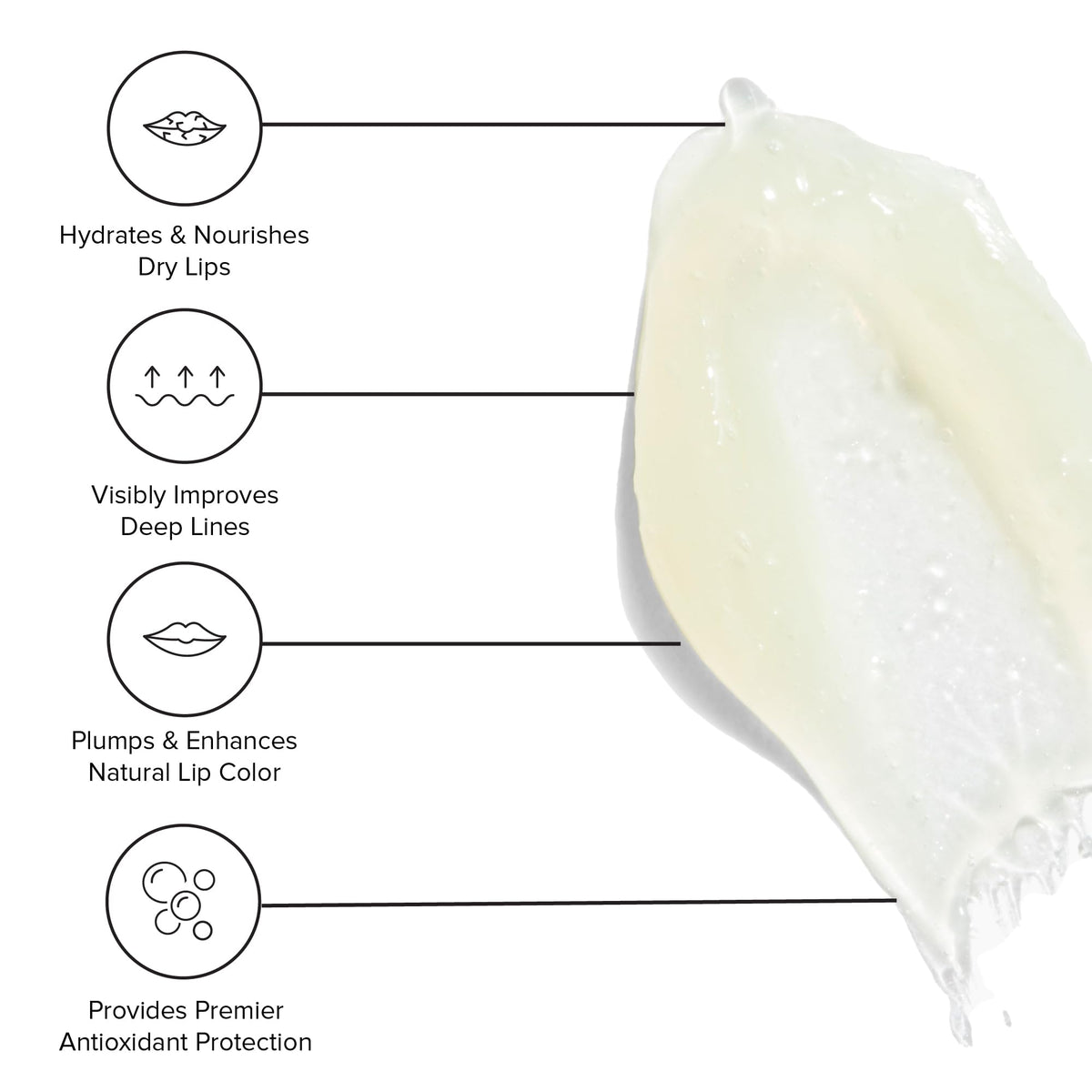 DRMTLGY C Balm applied on lips demonstrating smoothing and subtle shine