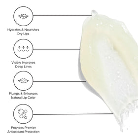 DRMTLGY C Balm applied on lips demonstrating smoothing and subtle shine