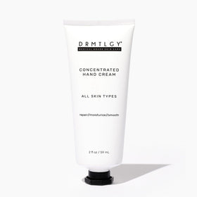 DRMTLGY hand cream front tube showing packaging and easy-squeeze cap, quick identification benefit