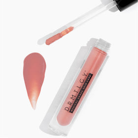 DRMTLGY Lip Silk Soft texture close-up showing glossy, non-sticky finish