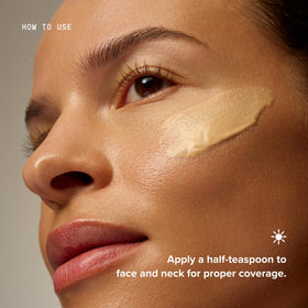 DRMTLGY application with fingers demonstrating easy blending and coverage