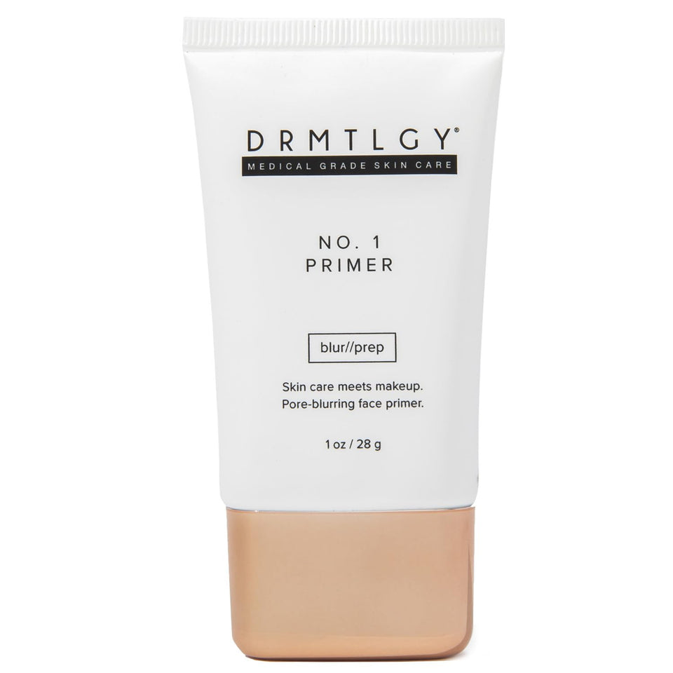 DRMTLGY primer front packaging shows clean branding and product benefits