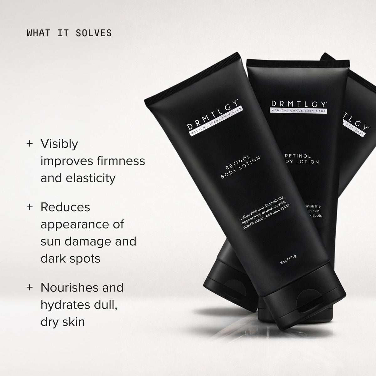 DRMTLGY lotion texture dispensed on hand demonstrating lightweight hydration