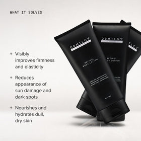 DRMTLGY lotion texture dispensed on hand demonstrating lightweight hydration