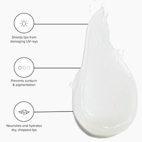 DRMTLGY applying balm to lips demonstrating hydrating, soothing effect