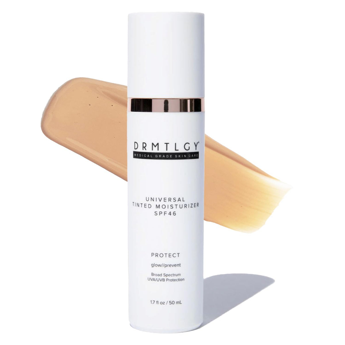 DRMTLGY front packaging showing tinted moisturizer tube with SPF benefit
