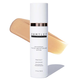 DRMTLGY front packaging showing tinted moisturizer tube with SPF benefit