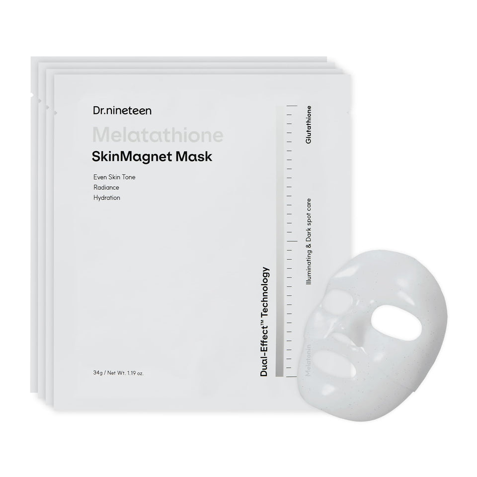 Dr.nineteen front packaging showing mask sachet and brand, highlights comprehensive care