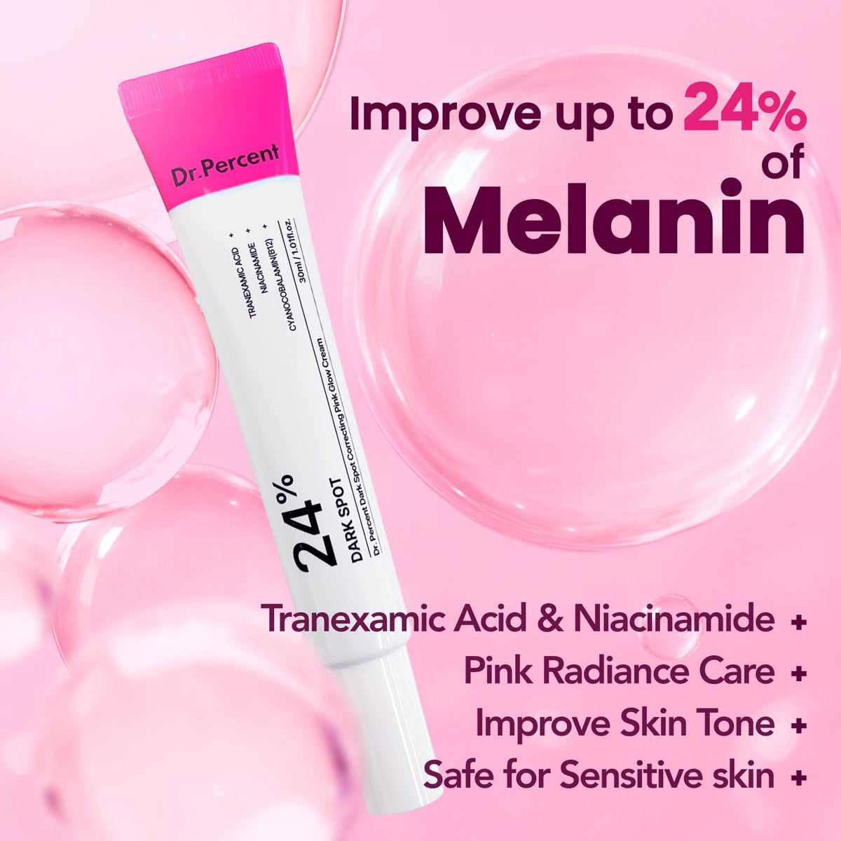 dr.percent creamy pink texture close-up illustrating smooth spreadability and glow