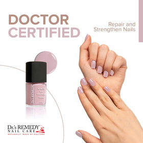 Dr.'s Remedy brush stroke demonstrating smooth application and even coverage benefit