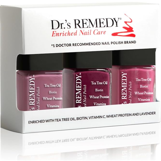 Dr.'s Remedy front packaging showing three berry-strengthener bottles and benefits