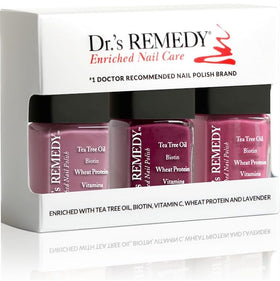 Dr.'s Remedy front packaging showing three berry-strengthener bottles and benefits