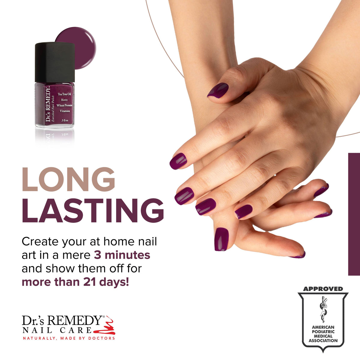 Dr.'s Remedy bonafide boysenberry stroke on nail showing glossy coverage
