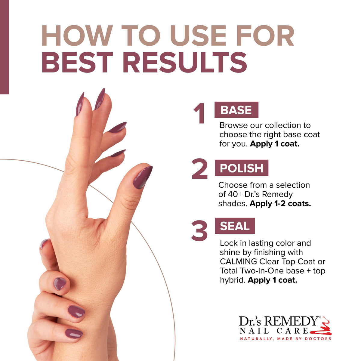 Dr.'s Remedy bottle beside a hand for scale showing travel-friendly size and ease