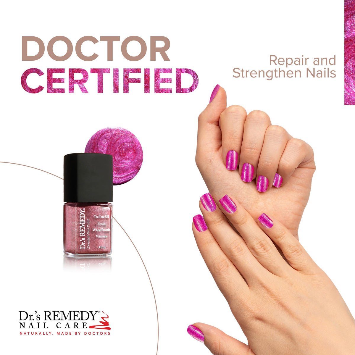 Dr.'s Remedy brush and cap detail for smooth precise application benefit