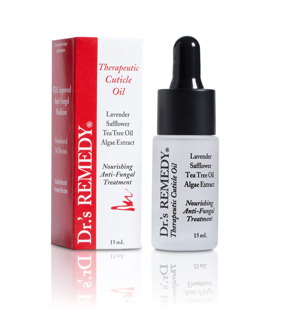 Dr.'s Remedy dropper releasing an oil drop for precise, mess-free application